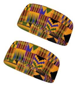 joomeryer 2 pack sports workout headband for unisex men women, non-slip stretchy sweatband cycling runing workout outdoor sport,african,2pcs