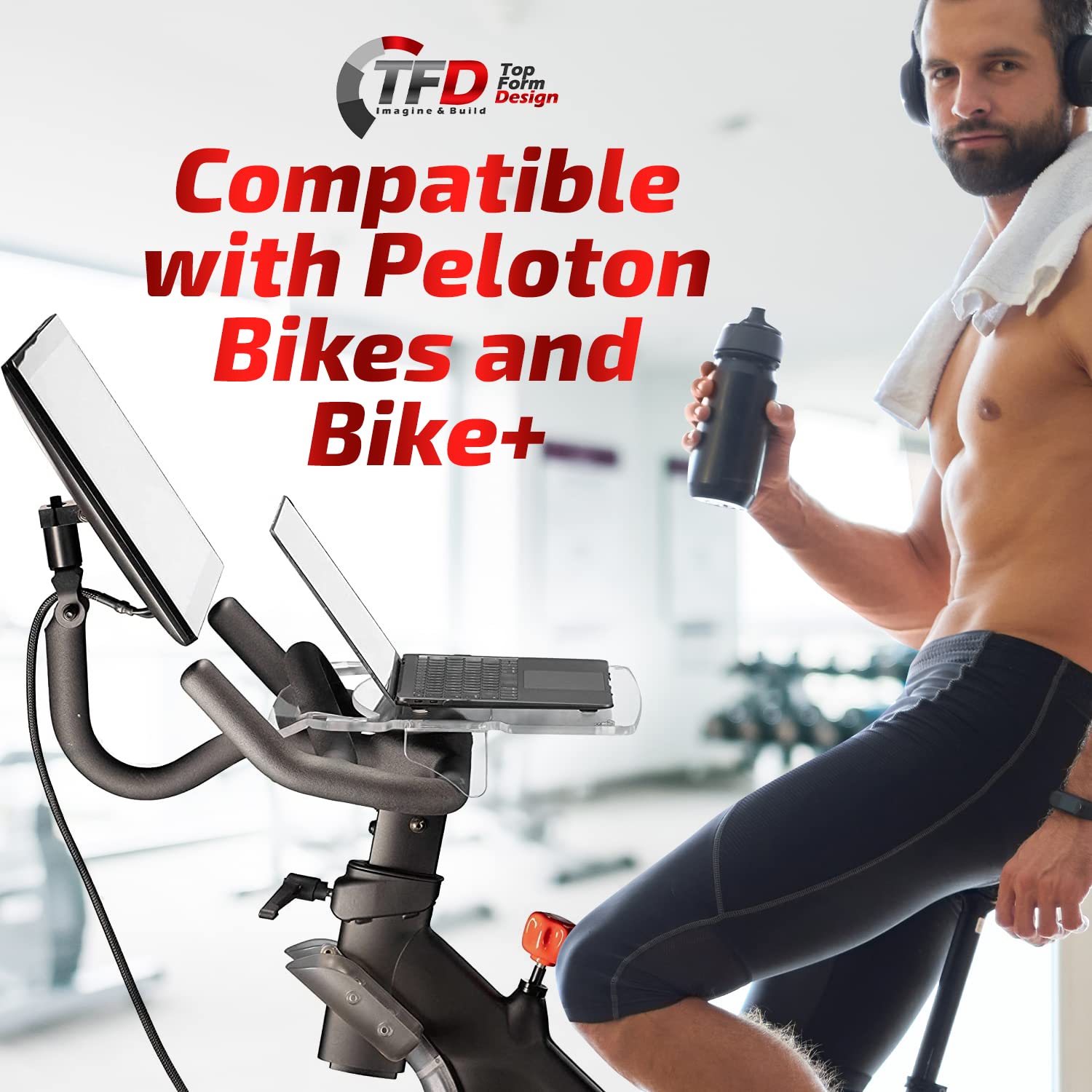 TFD The Tray3D | Compatible with Peloton Bike Gen 3 & Bike+ (Both Models), Made in the USA, Laptop & Desk Tray Holder | Designed with Premium Grade Acrylic Materials - The Ultimate Peloton Accessories