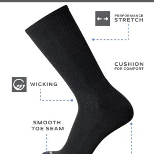 Van Heusen Men's Crew Socks - 10 Pack Performance Stretch Cushioned Crew Socks - Breathable Athletic Socks for Men (6-12.5), Size 6-12.5, Black