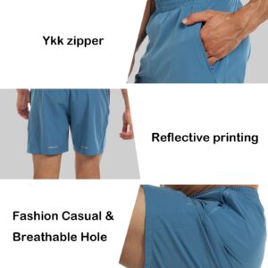 GRAMVAL Running Shorts 6" Quick Dry Gym Athletic Workout Shorts for Men with Pockets Steel Blue