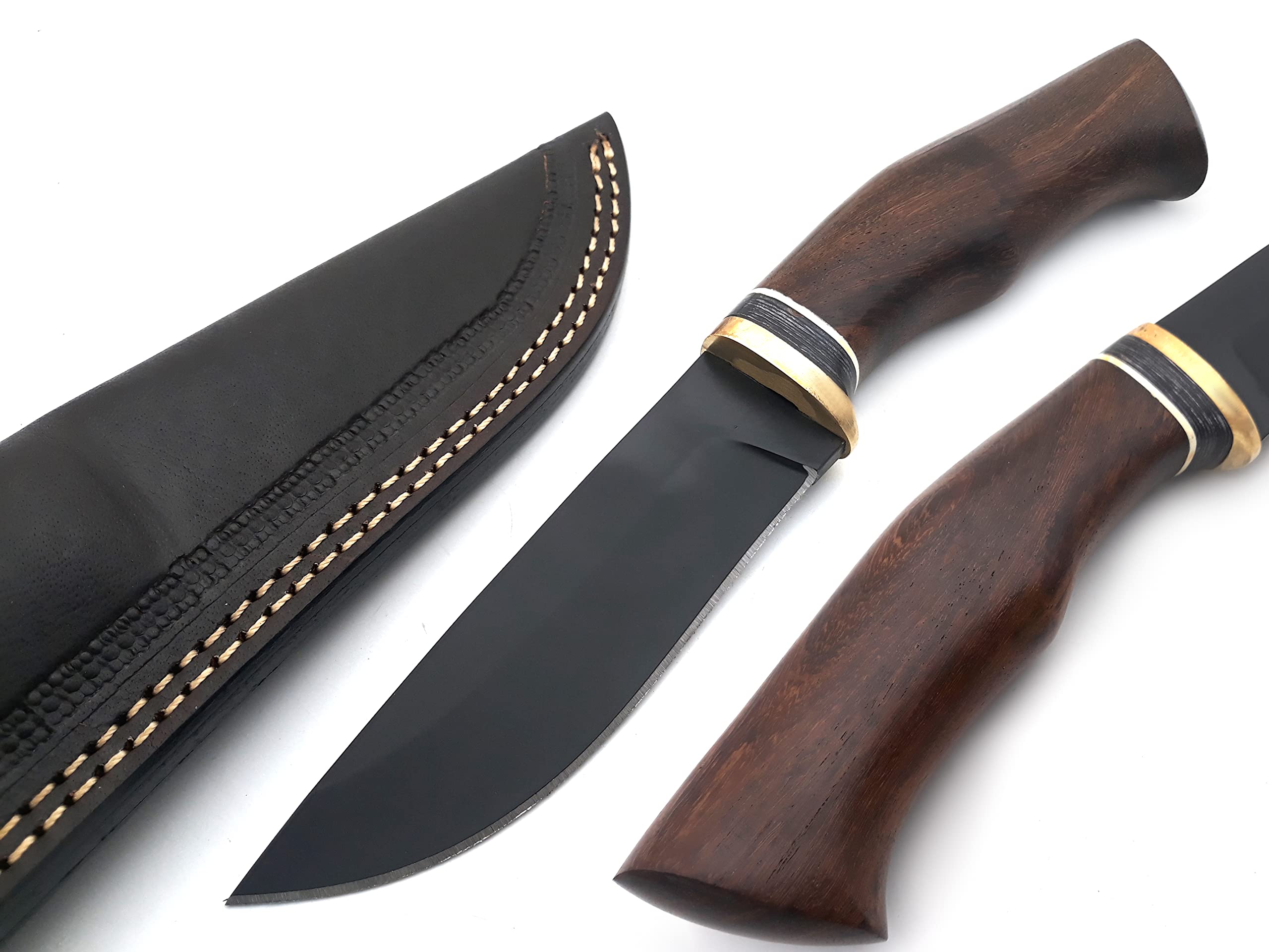 Nooraki HK-367 Premium Handmade High Carbon Steel Hunting Knife with Sheath. 9'’ Fixed Blade with Rosewood Handle. Survival and Bushcraft Knife. EDC Belt Bowie ideal Knife for Camping or everyday use