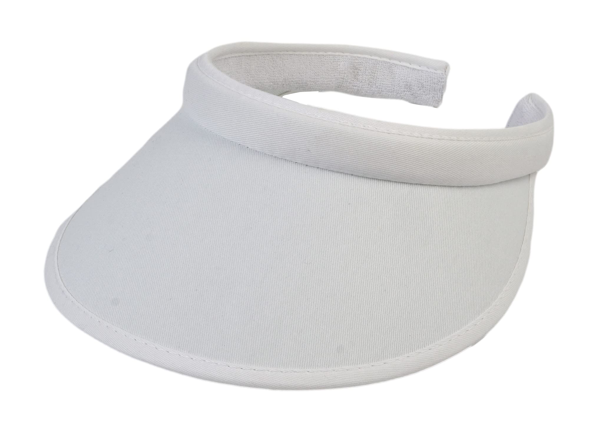 TopHeadwear Sports Cotton Twill Clip-On Visor 3.5 Inch Wide Brim, White