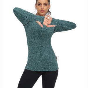 Soneven Thermal Fleece Lined Shirt Women Athletic Shirt Women Compression V Neck Shirts Long Sleeve Yoga Running T Shirt Golf Shirts