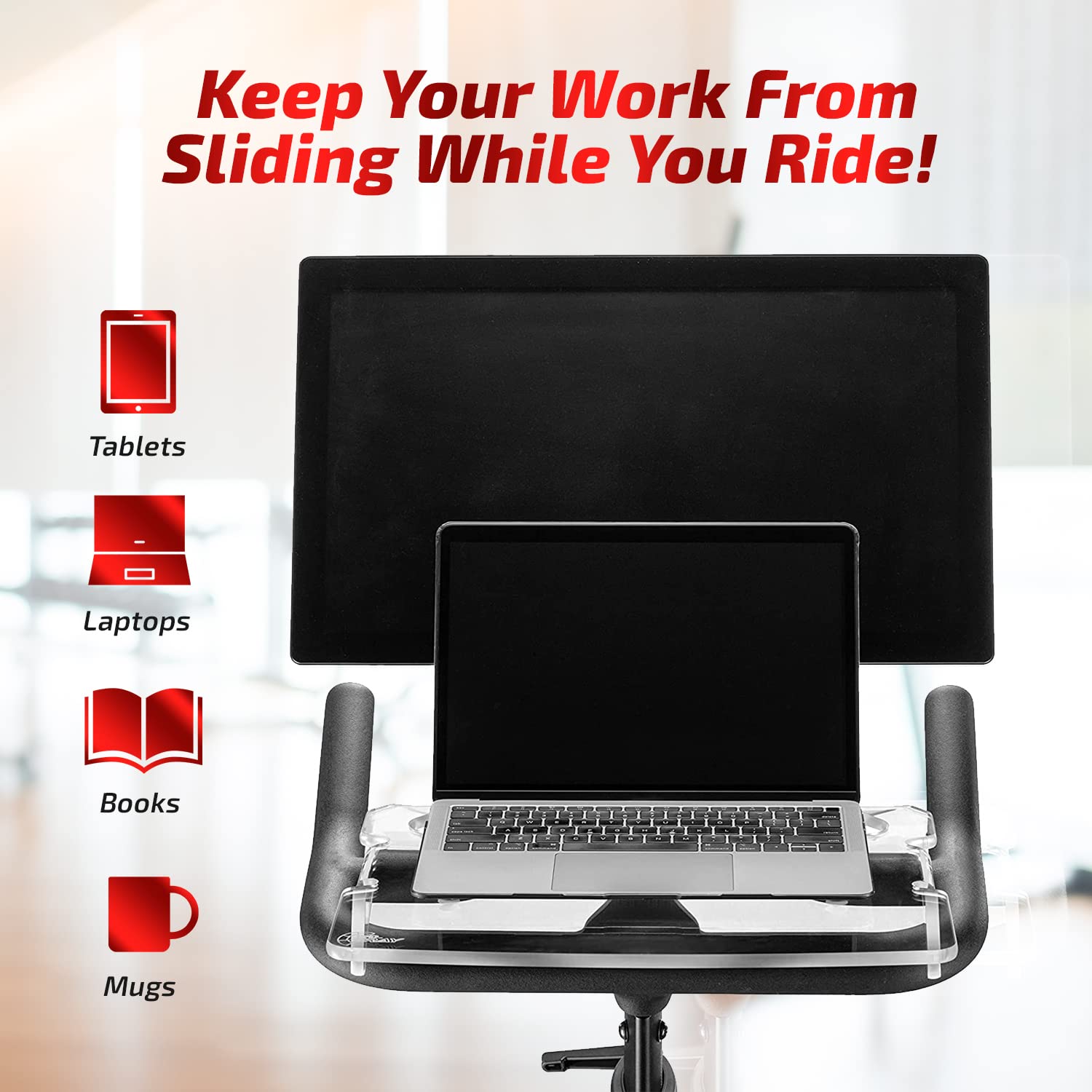 TFD The Tray3D | Compatible with Peloton Bike Gen 3 & Bike+ (Both Models), Made in the USA, Laptop & Desk Tray Holder | Designed with Premium Grade Acrylic Materials - The Ultimate Peloton Accessories