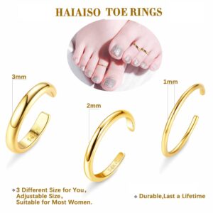 HAIAISO Toe Rings for Women Adjustable Thin Open Band Toe Ring Summer Beach Foot Jewelry