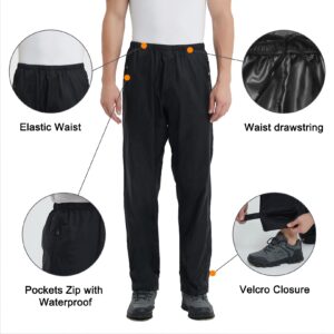 mosingle Men's Rain Pants Lightweight Waterproof Pants Windproof Outdoor Pants for Golf Hiking Fishing Motorcycle Cycling#1088-Black-XL