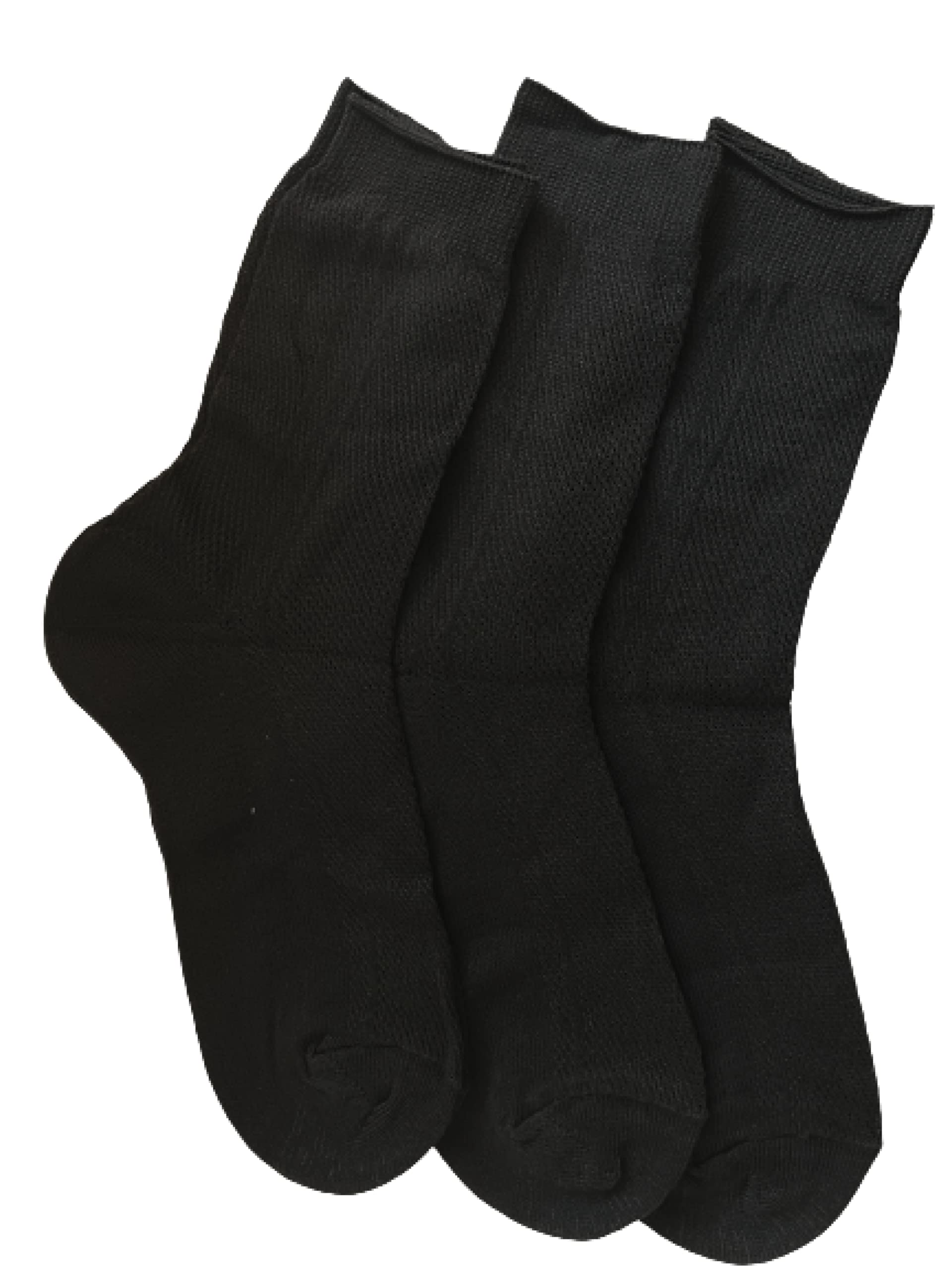 Socks for men 100% cotton, black 3-Pairs XL (11-13)