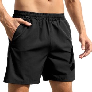 GRAMVAL Running Shorts 6" Quick Dry Gym Athletic Workout Shorts for Men with Pockets Black