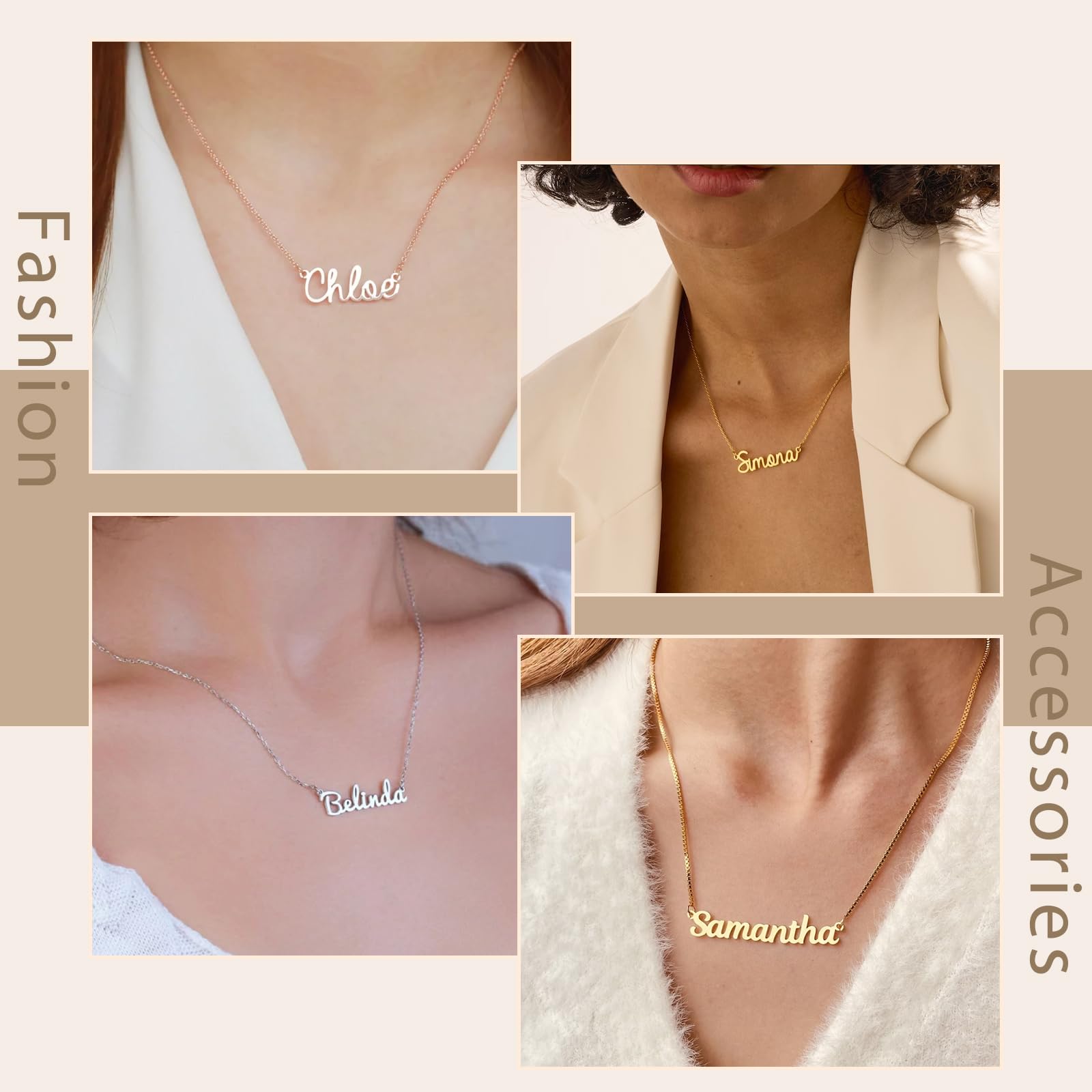 YESTIME Custom Name Necklace Personalized - 18K Gold Plated Customized Name Plate Necklaces Gifts for Women Girlfriend