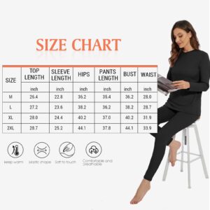 Thermal Underwear for Women Ultra Soft Fleece Lined Base Layer Top Bottom Winter Clothes Pajama Set Long Johns for Women Heavyweight Red Set Large