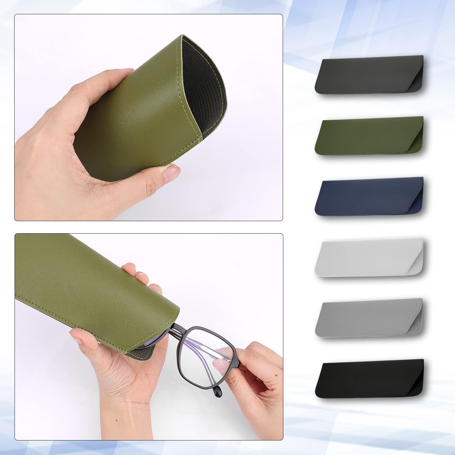 Soft Glasses Cases 7x3 Inch, 6pcs Leather Eyeglasses Case Portable Glasses Case Soft Pouch Leather Sunglasses Pouch for Women Men Adults Kids (6 Colors)