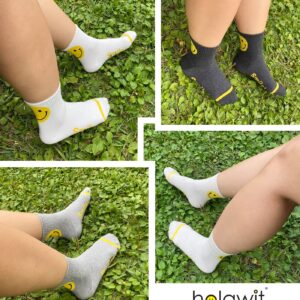 holawit Happy Face Fun Design Positive Smile Back Point Quarter Socks 4P Set