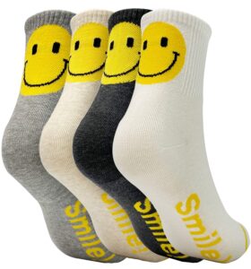 holawit happy face fun design positive smile back point quarter socks 4p set