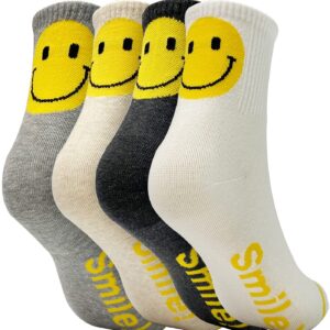 holawit Happy Face Fun Design Positive Smile Back Point Quarter Socks 4P Set