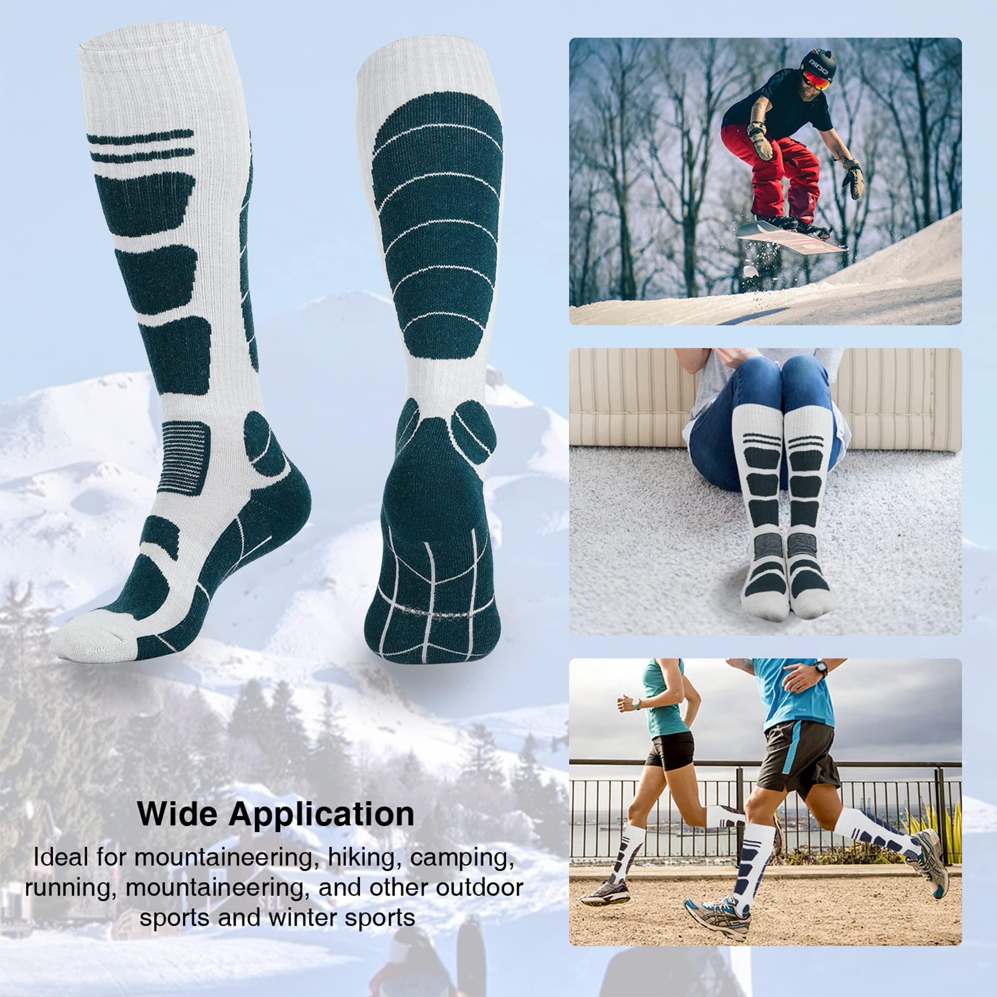 Ski Socks Merino Wool Thermal Knee High Winter Snowboard Sport Socks Men Women, Hunting