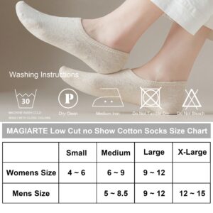 MAGIARTE Cotton No Show Socks Low Cut Athletic Running Cycling Sports Liner Socks Non Slip Design Invisable Socks for Women and Men 6-PACK (Color#07L Beige)