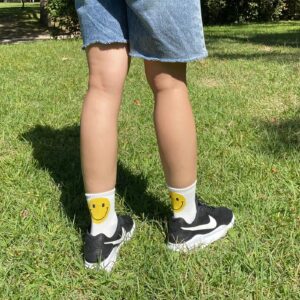 holawit Happy Face Fun Design Positive Smile Back Point Quarter Socks 4P Set