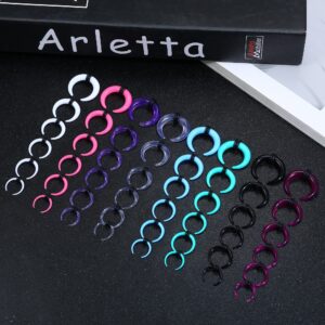 YADOCA 48Pcs Acrylic Septum Stretching Kit 14G 12G 10G 8G 6G 4G Septum Ring C Shape Buffalo Pincher Septum Gauge Kit Piercing Jewelry With Black O-Rings For Stretching Pierced Nose Ear Cartilage