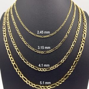 JEWELHEART 14K Real Gold Figaro Chain - 5.1mm Diamond Cut Cuban Link Figaro Necklace For Men - Dainty Yellow Gold Pendant Necklace For Women with Lobster Clasp 18"