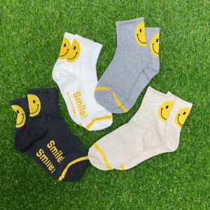 holawit Happy Face Fun Design Positive Smile Back Point Quarter Socks 4P Set