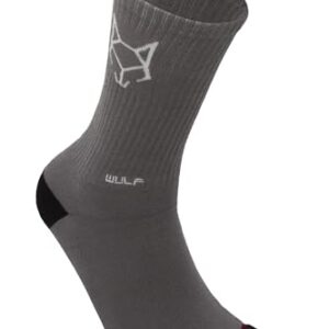 Wulf Wear Men’s Crew Sock in Cotton Cushion, Recreation Moisture Heavy & Active Wear Socks with Seamless Toe in Black, White & Charcoal Color with Pack of 3