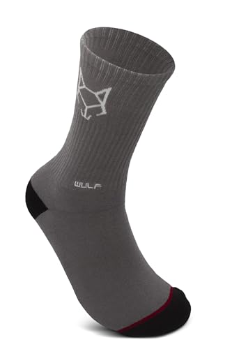 Wulf Wear Men’s Crew Sock in Cotton Cushion, Recreation Moisture Heavy & Active Wear Socks with Seamless Toe in Black, White & Charcoal Color with Pack of 3