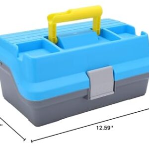 HERCHR 3 Layers Tackle Box Fishing Tray Tackle Box Premium Large Tackle Storage Portable Tackle Organizer Fishing Lure Box Fishing Boxes Compact Tackle Box Plastic Tool Box, Blue/Gray