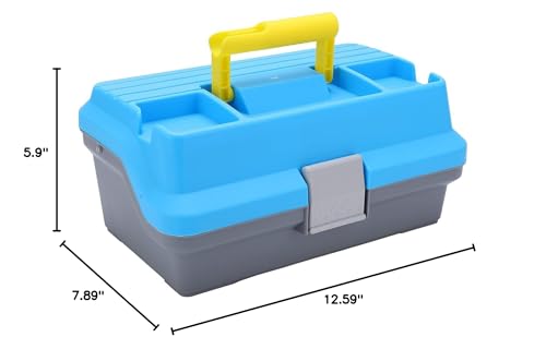 HERCHR 3 Layers Tackle Box Fishing Tray Tackle Box Premium Large Tackle Storage Portable Tackle Organizer Fishing Lure Box Fishing Boxes Compact Tackle Box Plastic Tool Box, Blue/Gray