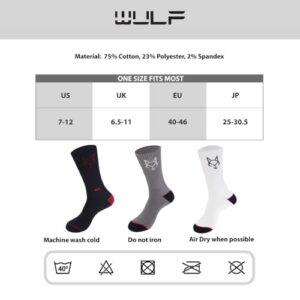 Wulf Wear Men’s Crew Sock in Cotton Cushion, Recreation Moisture Heavy & Active Wear Socks with Seamless Toe in Black, White & Charcoal Color with Pack of 3