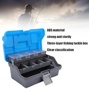 HERCHR 3 Layers Tackle Box Fishing Tray Tackle Box Premium Large Tackle Storage Portable Tackle Organizer Fishing Lure Box Fishing Boxes Compact Tackle Box Plastic Tool Box, Blue/Gray