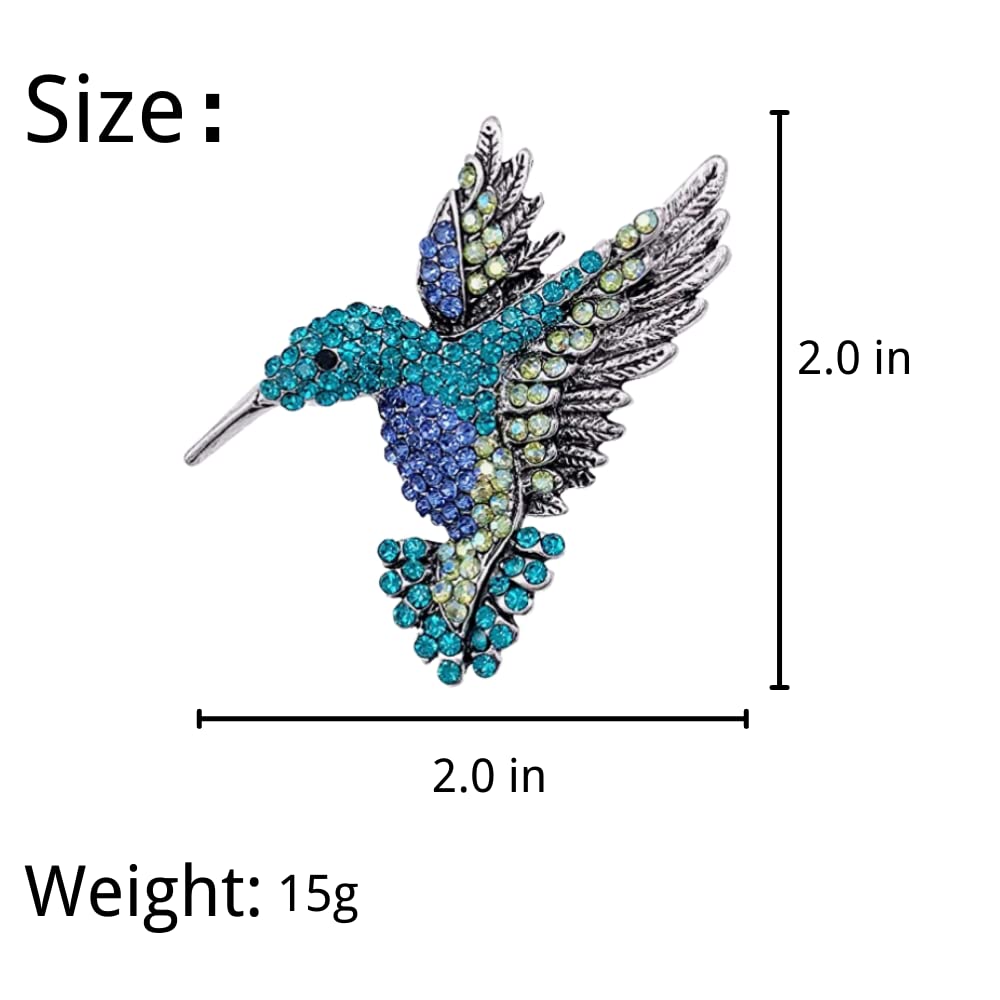 Hummingbird Brooch Pins for Women Elegant Crystal Bird Pins Fashion Backpack Pins For Women (Blue)