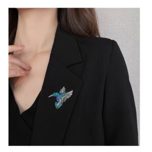 Hummingbird Brooch Pins for Women Elegant Crystal Bird Pins Fashion Backpack Pins For Women (Blue)