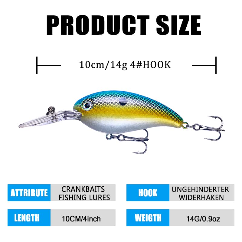 HENGJIA Crankbait Bass Fishing Lures with Nice Packing, Shallow Deep Diving Crankbaits Swimbaits Wobble, for Trout Bass Pike Walleye Crappie Freshwater Saltwater