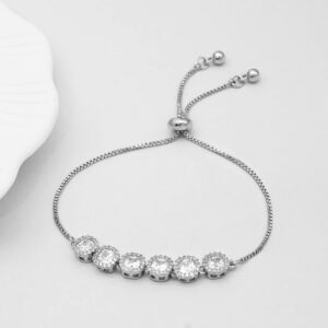 Suyi Tennis Bracelet Cubic Zirconia Crystal Bracelet Wedding Bridal Jewelry for Women Girls Silver 2