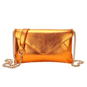 Laser Gradient Messenger Bag, Fashionable Women Candy Color Tote Bag, Triangular Flap Envelope Bag, PVC Portable Shoulder Bag (Orange)