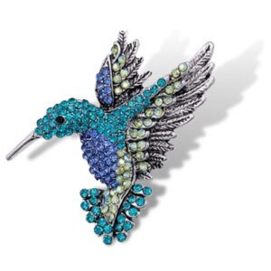 Hummingbird Brooch Pins for Women Elegant Crystal Bird Pins Fashion Backpack Pins For Women (Blue)