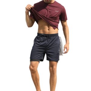 GRAMVAL Men's Crew T-Shirt,Light Weight Dry-Fit Moisture Wicking Active Athletic Performance Burgundy