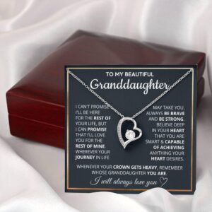 DsmStore To My Granddaughter Necklace, Granddaughter Gifts From Grandma Grandmother Or Grandpa Grandfather, Interlocking Heart Necklace Granddaughter (Stainless Steel & Rose Gold Finish)