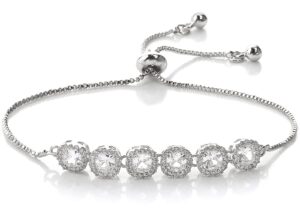 suyi tennis bracelet cubic zirconia crystal bracelet wedding bridal jewelry for women girls silver 2