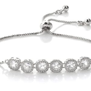 Suyi Tennis Bracelet Cubic Zirconia Crystal Bracelet Wedding Bridal Jewelry for Women Girls Silver 2