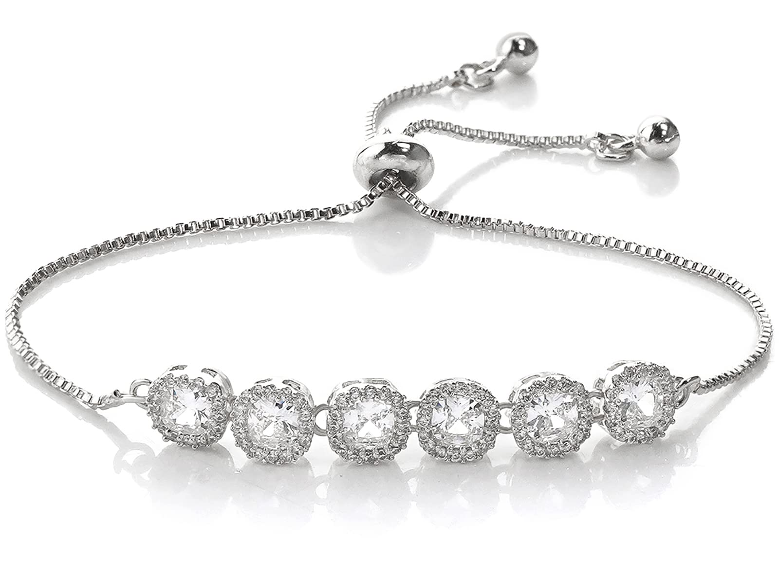 Suyi Tennis Bracelet Cubic Zirconia Crystal Bracelet Wedding Bridal Jewelry for Women Girls Silver 2