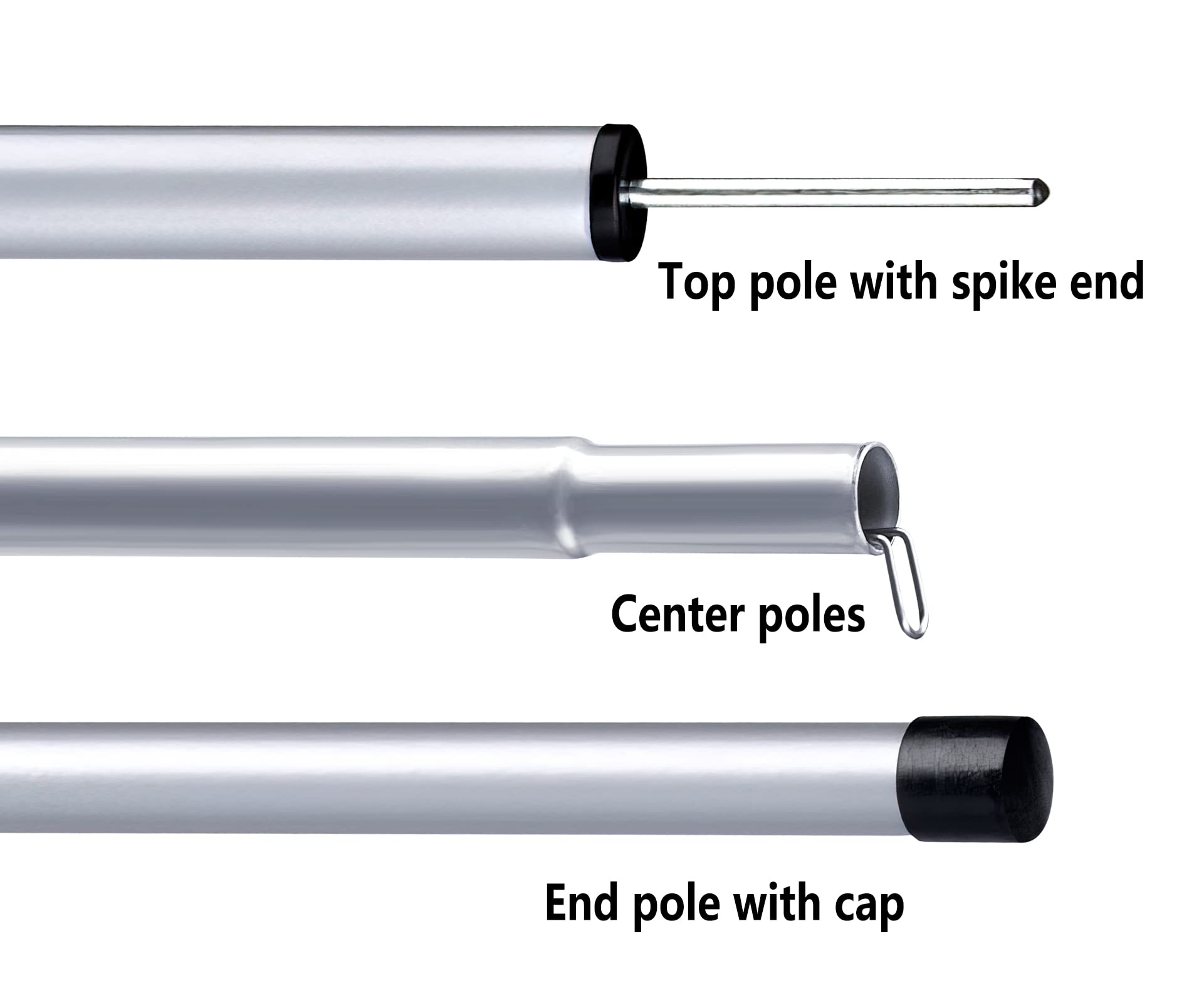 Hasika Camping Tent Pole Repair Kit Including Ropes Stakes Adjustable from 30" to 74.8" Replacement for Tarp Awning Rainfly 2 Set (10 Sections)