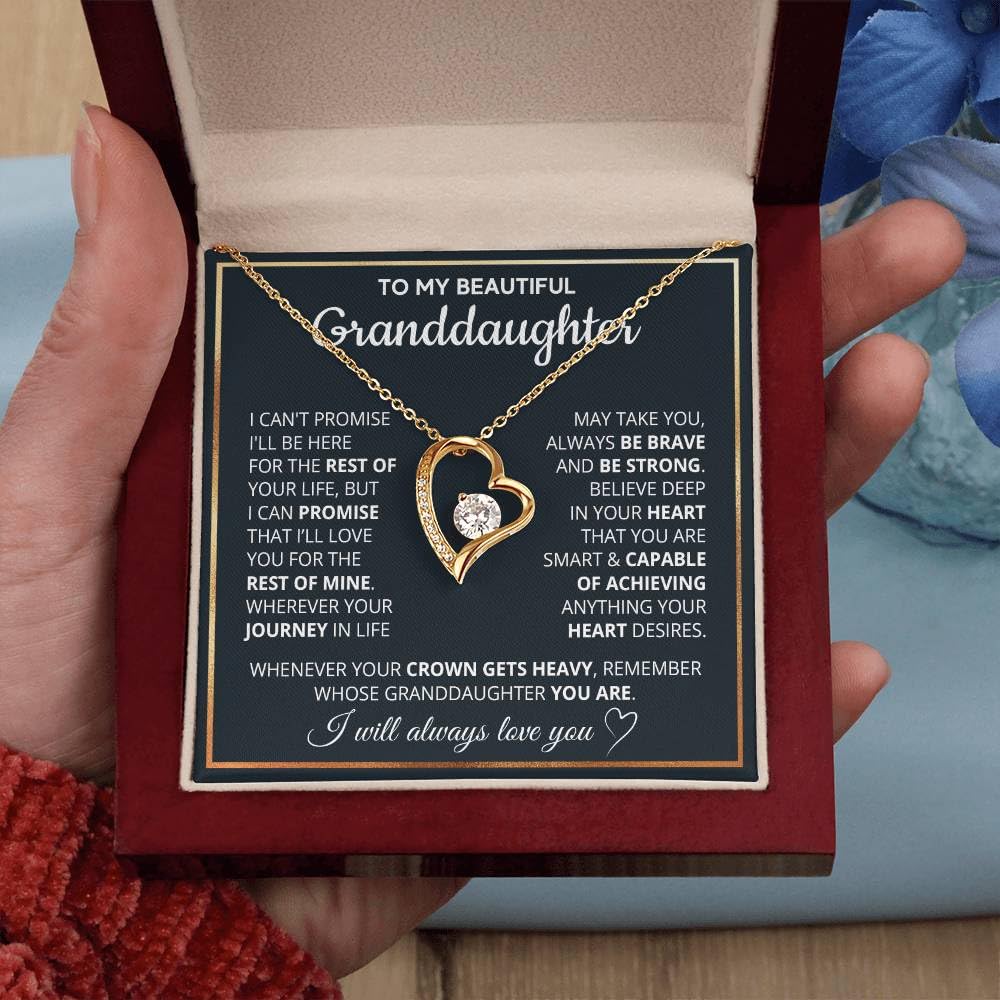 DsmStore To My Granddaughter Necklace, Granddaughter Gifts From Grandma Grandmother Or Grandpa Grandfather, Interlocking Heart Necklace Granddaughter (Stainless Steel & Rose Gold Finish)