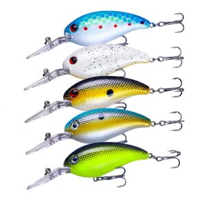 HENGJIA Crankbait Bass Fishing Lures with Nice Packing, Shallow Deep Diving Crankbaits Swimbaits Wobble, for Trout Bass Pike Walleye Crappie Freshwater Saltwater