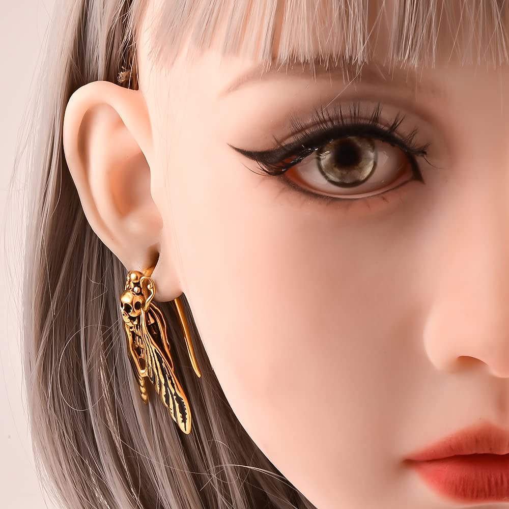 Atomhole 1 Pair Insect Ear Weight Hanger for Stretchched Heavy Ears Gauge for Ears Plugs Tunnels For Women Men (4mm(6G), Gold)