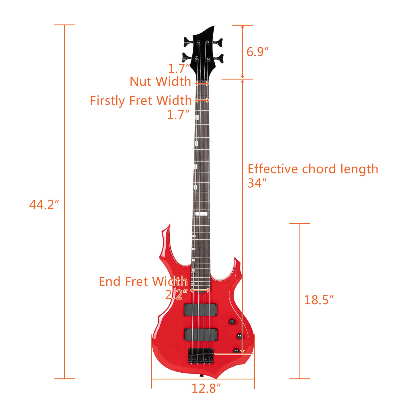 Ktaxon Electric Bass Guitar Full Size Flame Design Bass Set with 20 Watt Amplifier, Portable Bass Bag, Superior Amp Wire, Adjustable Guitar Strap, Plectrum, Wrench Tool(Red)