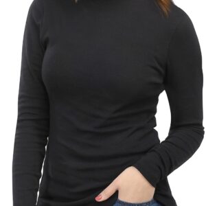 NY Threads Women's Turtleneck Long Sleeve Shirt Slim Fit Thermal Base Layer Tops 1 Pack, X-Large, Black