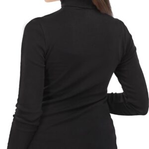 NY Threads Women's Turtleneck Long Sleeve Shirt Slim Fit Thermal Base Layer Tops 1 Pack, X-Large, Black