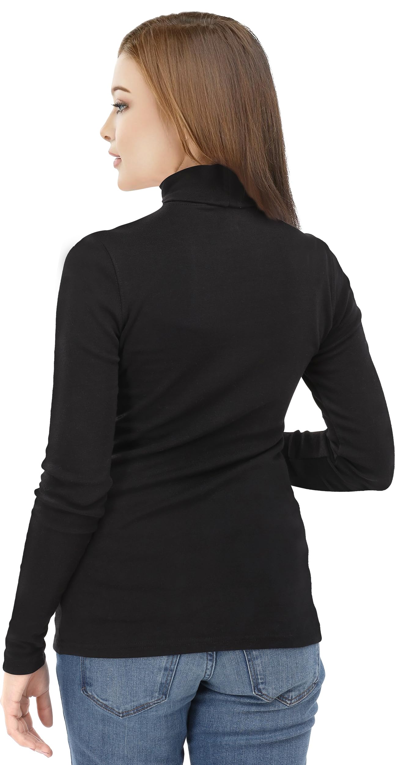 NY Threads Women's Turtleneck Long Sleeve Shirt Slim Fit Thermal Base Layer Tops 1 Pack, X-Large, Black