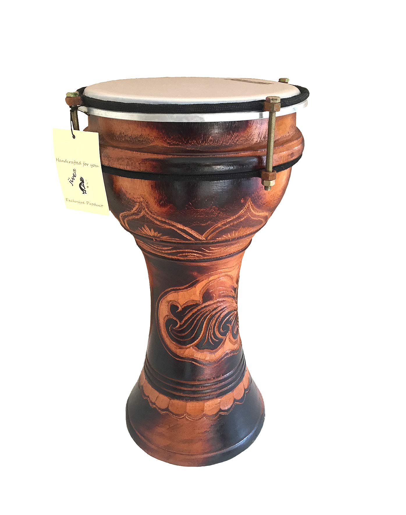 JIVE Djembe Drum Doumbek Darbuka Drum With Fiberskin Synthetic Head Bongo Congo African Solid Wood Drum Professional Quality/Sound 16" High - Includes Drum Bag